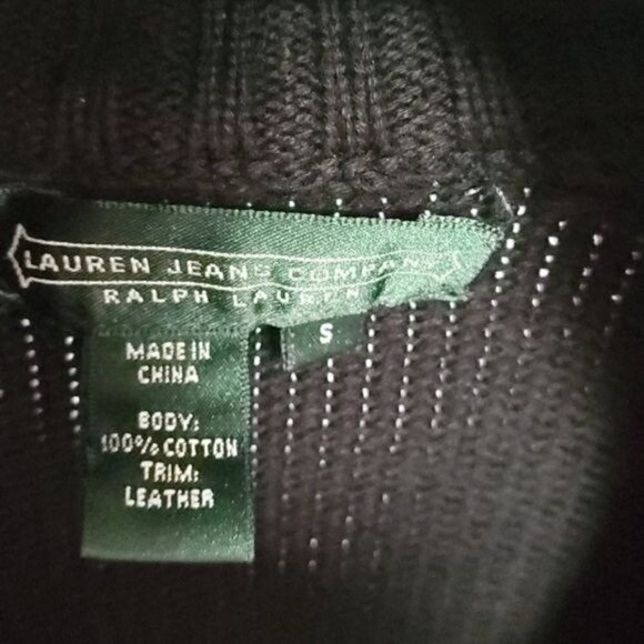 Ralph Lauren Lauren Jean Co Full‎ Zip Leather Embellishments Sweater Sz S Jacket - Picture 5 of 11